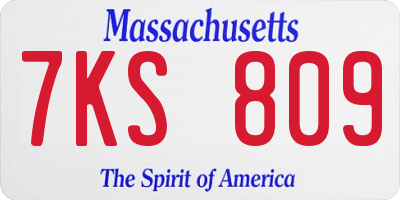 MA license plate 7KS809