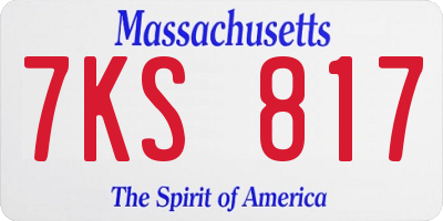 MA license plate 7KS817
