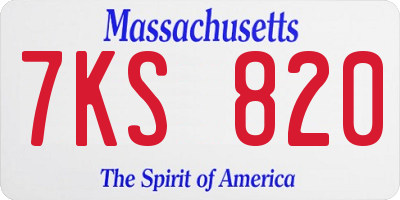MA license plate 7KS820