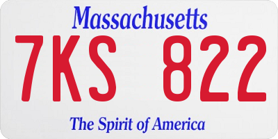 MA license plate 7KS822