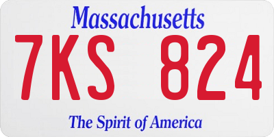MA license plate 7KS824
