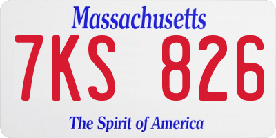 MA license plate 7KS826