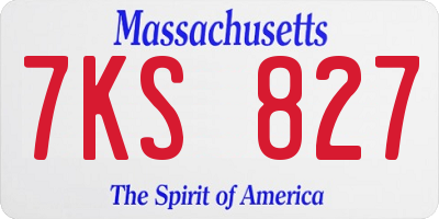 MA license plate 7KS827