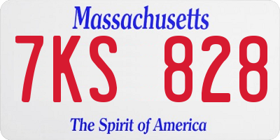 MA license plate 7KS828