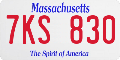 MA license plate 7KS830