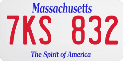 MA license plate 7KS832