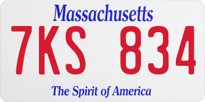 MA license plate 7KS834