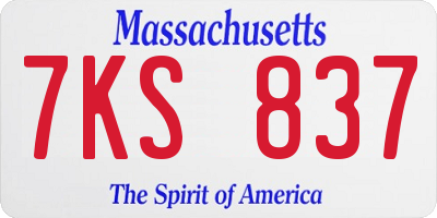 MA license plate 7KS837