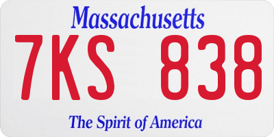 MA license plate 7KS838