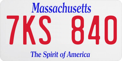 MA license plate 7KS840