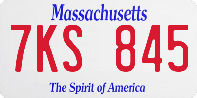 MA license plate 7KS845