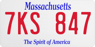 MA license plate 7KS847