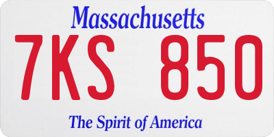 MA license plate 7KS850