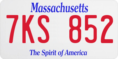 MA license plate 7KS852