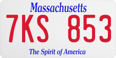 MA license plate 7KS853