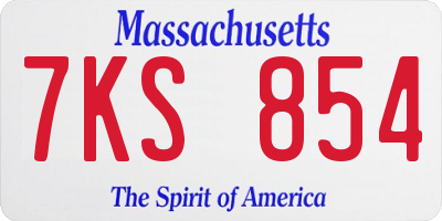 MA license plate 7KS854