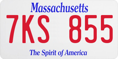 MA license plate 7KS855