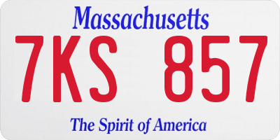 MA license plate 7KS857