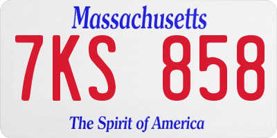 MA license plate 7KS858