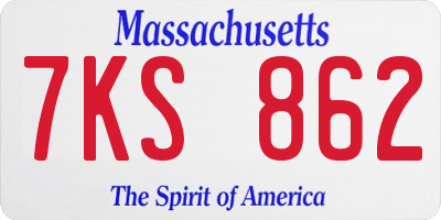 MA license plate 7KS862