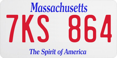 MA license plate 7KS864