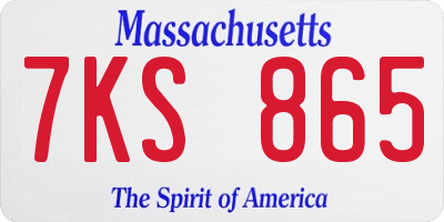 MA license plate 7KS865