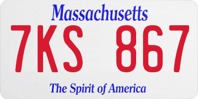 MA license plate 7KS867