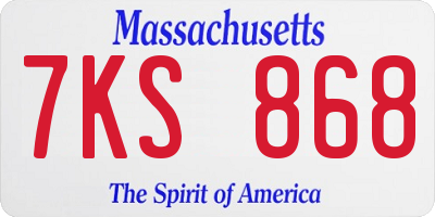 MA license plate 7KS868