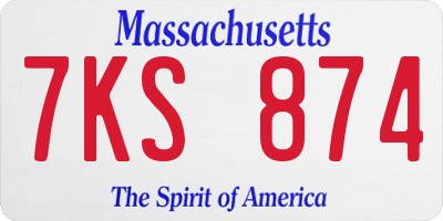 MA license plate 7KS874