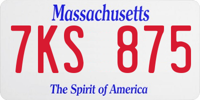 MA license plate 7KS875