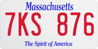MA license plate 7KS876