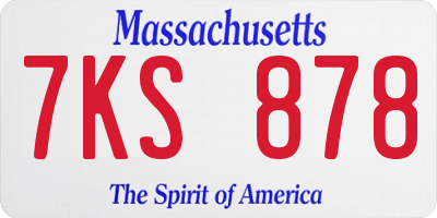 MA license plate 7KS878