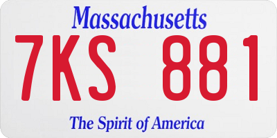 MA license plate 7KS881