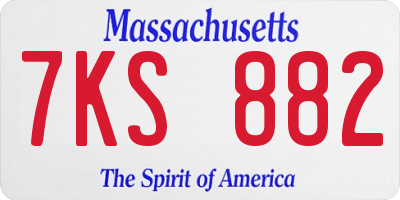 MA license plate 7KS882