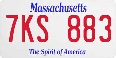 MA license plate 7KS883