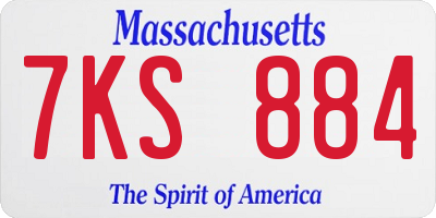 MA license plate 7KS884