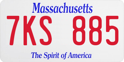MA license plate 7KS885