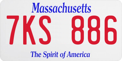 MA license plate 7KS886