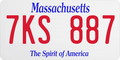 MA license plate 7KS887