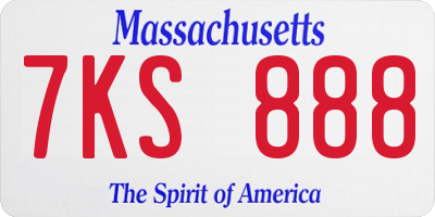 MA license plate 7KS888