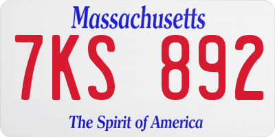 MA license plate 7KS892