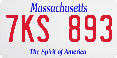 MA license plate 7KS893