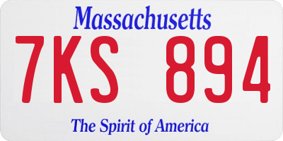 MA license plate 7KS894