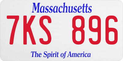 MA license plate 7KS896