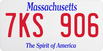 MA license plate 7KS906