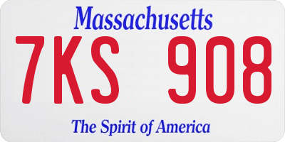 MA license plate 7KS908