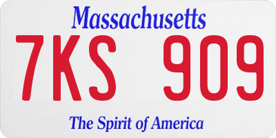 MA license plate 7KS909