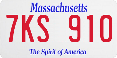 MA license plate 7KS910