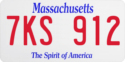 MA license plate 7KS912