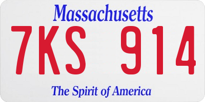 MA license plate 7KS914